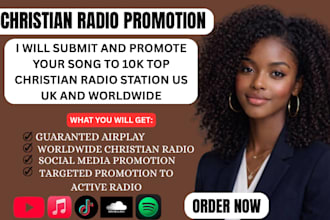 rotate gospel music on 5k christian radio stations in USA UK canada for listener