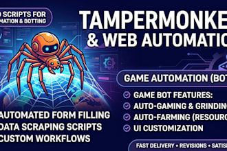 develop extensions, tampermonkey userscripts, and bots