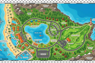 design vector maps, tourist maps, campground maps and master plan maps