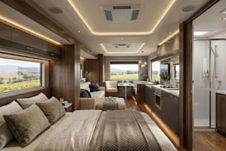 3d interior design ,3d visualization for van, caravan, rv, camper van
