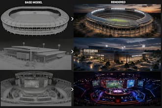 create photorealistic 3d stadium sports facility and gaming arena rendering