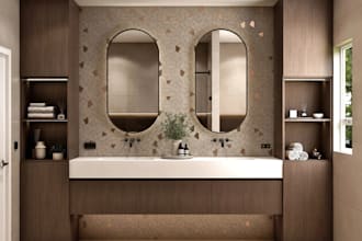 modern bathroom interior design and realistic 3d rendering
