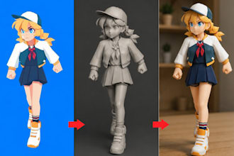 convert image photo sketch 2d to stl realistic 3d model ready for 3d printing