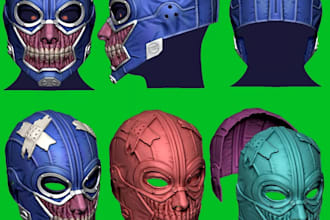 create 3d cosplay model, cosplay helmet, mask, armor for 3d printing