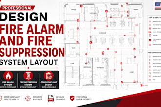 design fire protection system and fire alarm system per nfpa, ibc shop drawings