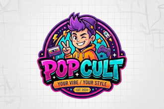design a trendy pop culture logo for your brand
