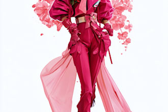 draw a fashion illustration or sketch of a figure in clothes