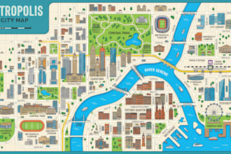 create professional tourist map, city guide map, city map illustration