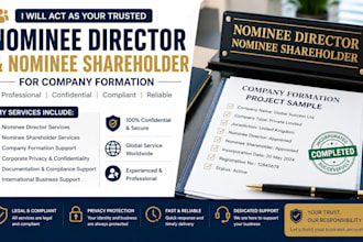 act as your trusted nominee director nominee shareholder for company formation