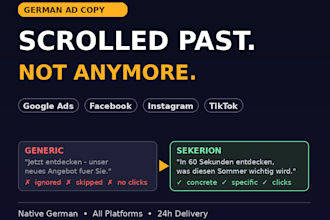 write german ad copy for google, instagram and tiktok ads