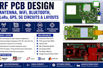 design rf pcb, antenna, wifi, bluetooth, lora, gps, 5g circuits and layouts