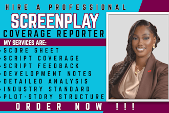 provide in depth screenplay coverage feedback, notes, analysis for movie script