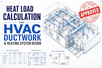 calculate heat load calculation and provide hvac ductwork and heating system