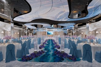 cgi exhibition center for proposal,3d banquet wedding hall render,hotel ballroom