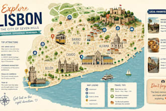 create theme park map, tourism map, visitor map, illustrated map, wayfinding map