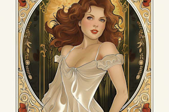 design decorative art nouveau portrait illustration