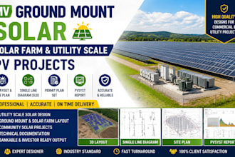 design mv ground mount solar, solar farm and utility scale pv projects