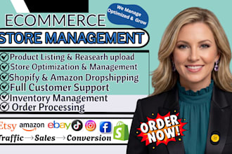 do ecommerce store setup, etsy, amazon, ebay, tiktok shop, shopify store manager