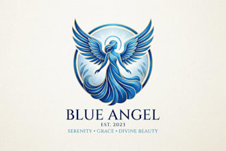 design a beautiful blue angel logo for your brand