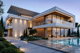 remodel 3d luxury modern villa, contemporary home interior, exterior cgi visual