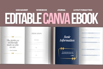 canva PDF ebook design journal redesign, workbook design, KDP layout formatting