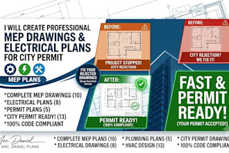 create professional mep drawings and electrical plans for city permit