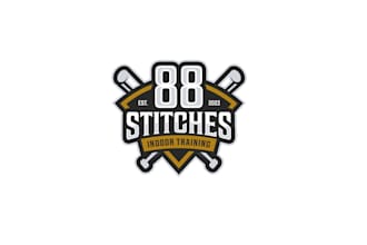design husband wife opening indoor softball baseball training center logo