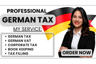 do german tax return, vat, income tax, corporate tax, bookkeeping for businesses