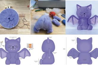 design detailed plush reference sheet  for toys with sewing pattern ready to use