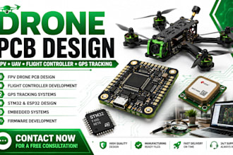 develop ffv drone pcb, flight controller design, gps tracking, embedded systems