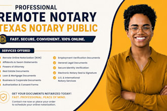 notarize documents remotely for USA and international client texas notary public