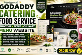 create godaddy catering food service smoothie event food culinary menu website