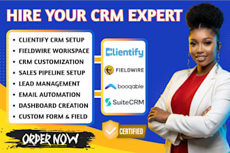 setup clientify fieldwire booqable suitecrm implementation for IT consulting