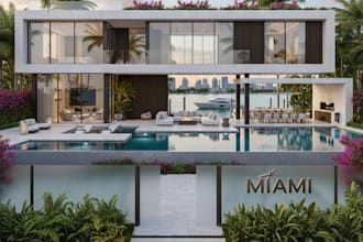 do architectural redesign, twin villa to standalone villa, 3d exterior rendering
