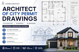 architect of city permit drawings, 2d floor plan, blueprints