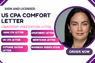 us CPA letter, income verification mortgage letter, expense ratio US CPA letter
