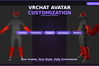 customize your vrchat avatar with clothing, animations, rigging, and physbones