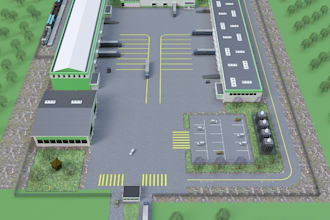 buildup modern logistic center for your vacant lot, warehouse exterior rendering