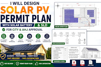 create solar pv permit plan  solar battery and panel for city and ahj approval