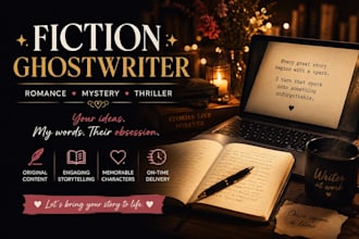write and ghostwrite romance and thriller fiction
