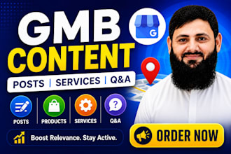 write gmb posts, products and services for map pack ranking