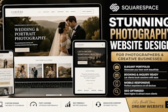 create a squarespace website for photography, wedding and creative business