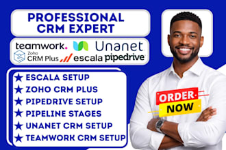 setup zoho crm plus escala unanet teamwork crm pipedrive pipeline deal stage