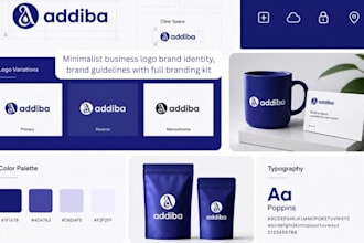 minimalist business logo brand identity, brand guidelines with full branding kit