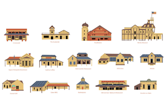 create flat vector illustrated buildings and landmarks