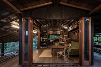 design a tropical timber villa or wooden house