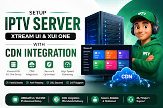 setup iptv admin server xtream ui, xui one with cdn integration, stream