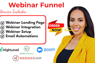 build webinar registration funnel and email automation in gohighlevel