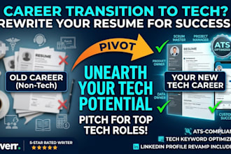 write ats tech resume for career change, pivot to scrum master, project manager