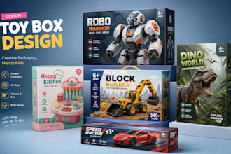 design professional toy box packaging, kids toy and game box design, toy box